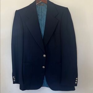 Oscar de la Renta Blue Silver Blazer Tailored Fit pit to pit 18”  Vintage